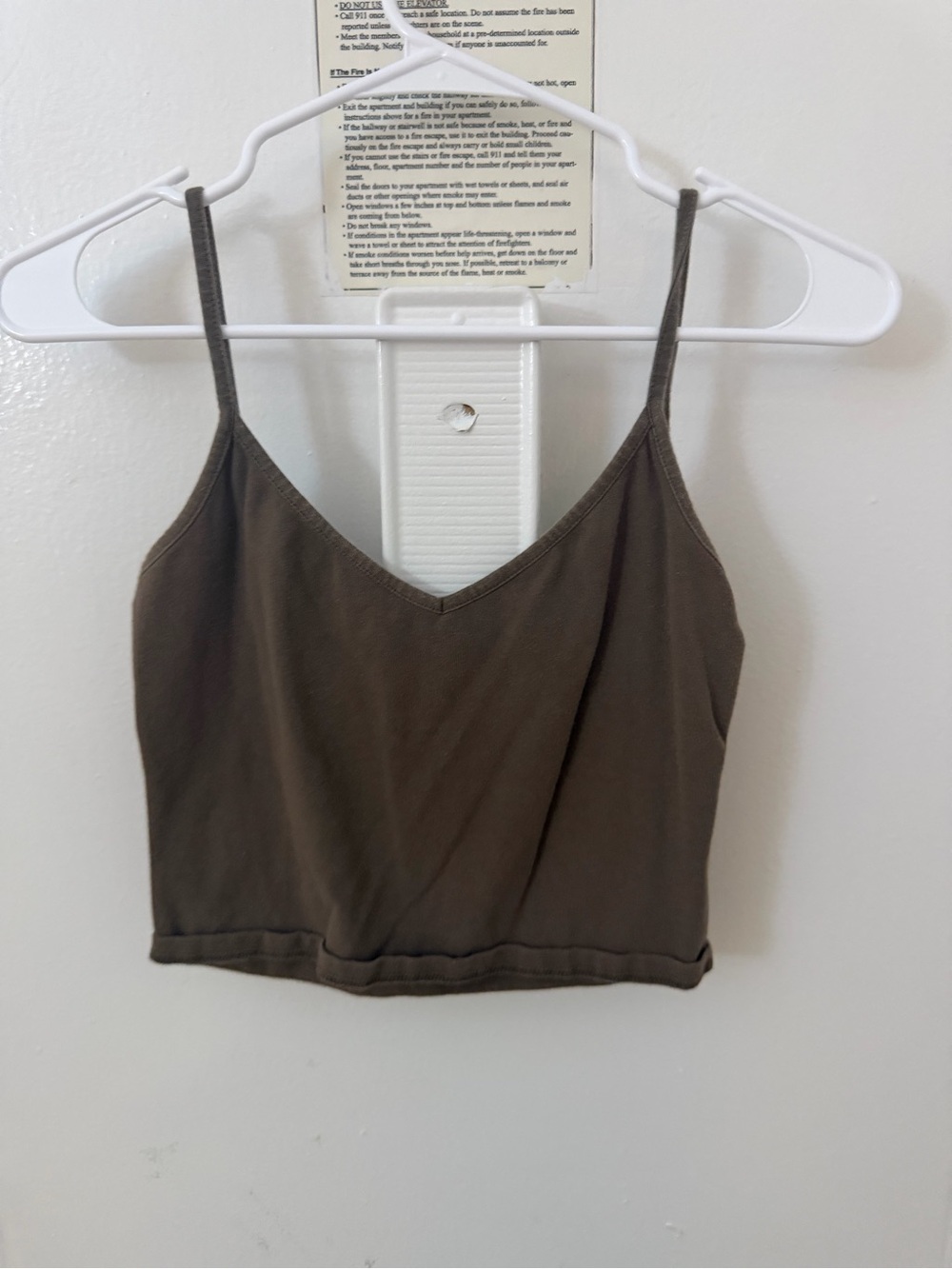 Brandy Melville Olive Brown V-Neck Spaghetti Strap Crop Tank